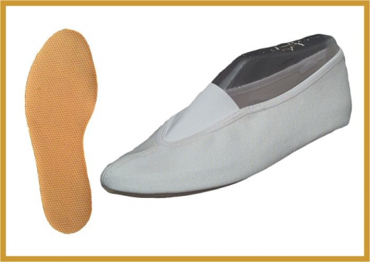 IWA 100 Gymnastikschuhe Ballettschuhe Schläppchen Baumwolle Modell 100 weiss und schwarz