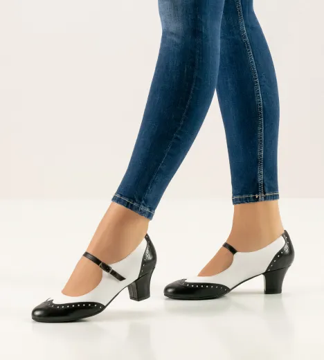 Werner Kern Damen Tanzschuhe Emma mit 4,5cm Absatz schwarz/weiss