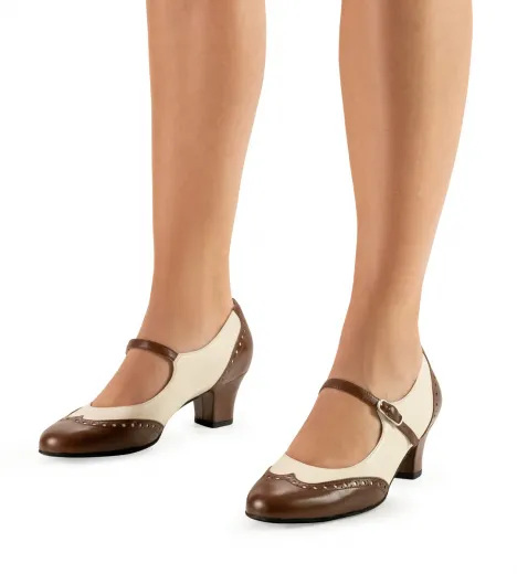 Werner Kern Damen Tanzschuhe Emma mit 4,5cm Absatz creme braun