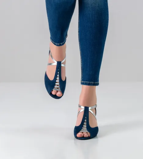 Werner Kern Damen Tanzschuhe Holly blau silber mit 5,5cm Absatz