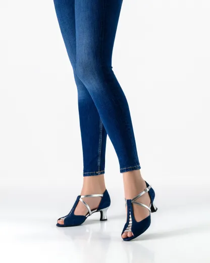 Werner Kern Damen Tanzschuhe Holly blau silber mit 5,5cm Absatz