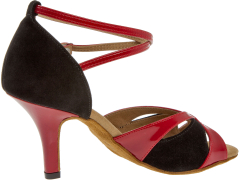 Latein Damen Diamant Tanzschuhe 141-058-400 rot / schwarz Inkl. Mc-Tanz Aufraubürste