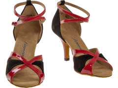 Latein Damen Diamant Tanzschuhe 141-058-400 rot / schwarz Inkl. Mc-Tanz Aufraubürste